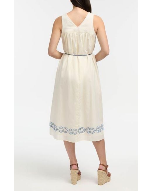 Ellen Tracy Women's White Crochet Trim Embroidered Midi Dress