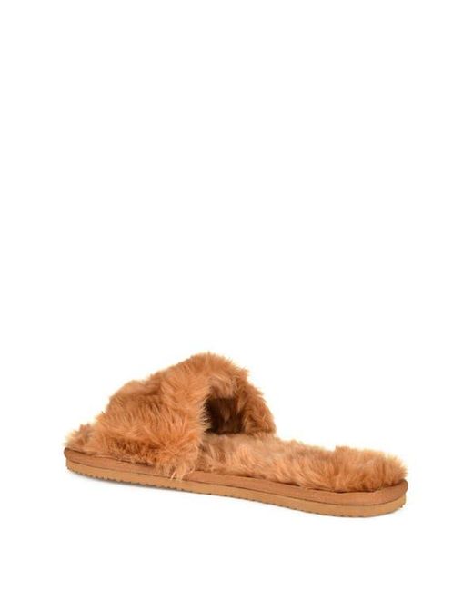 Journee Collection Brown Dawn Faux Fur Slipper