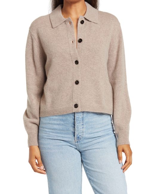 Magaschoni Cashmere Collared Cardigan In Pebble Heather At Nordstrom ...