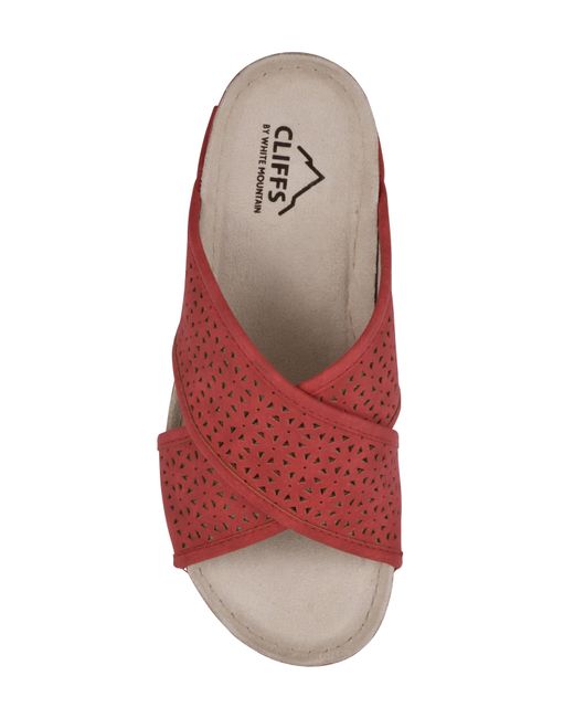 White Mountain Red Candelle Wedge Sandal
