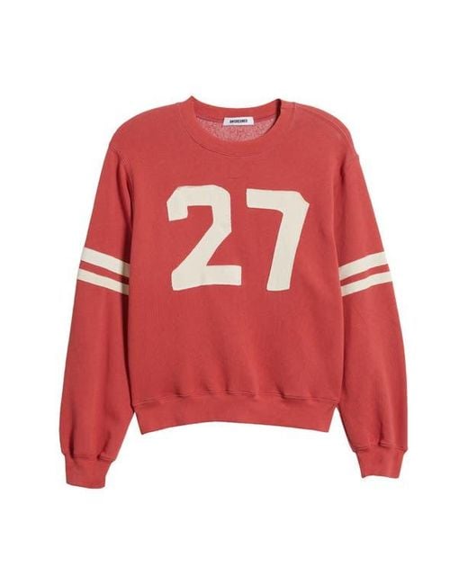 Daydreamer Red Cotton Blend Varsity Sweatshirt