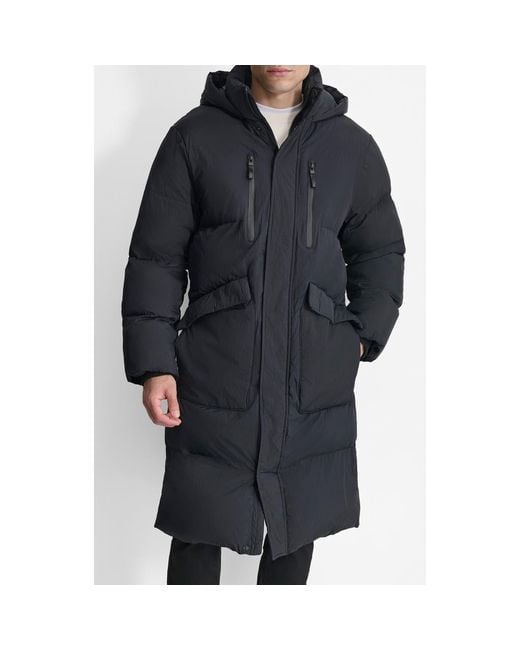 DKNY Black Zip Front Coat for men
