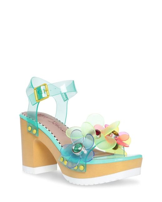 Betsey Johnson Blue Beckket Floral Platform Jelly Sandal In Turq Multi At Nordstrom Rack