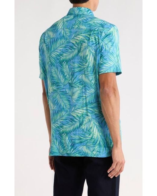 Con.struct Blue Palm Leaf Performance Knit Polo for men
