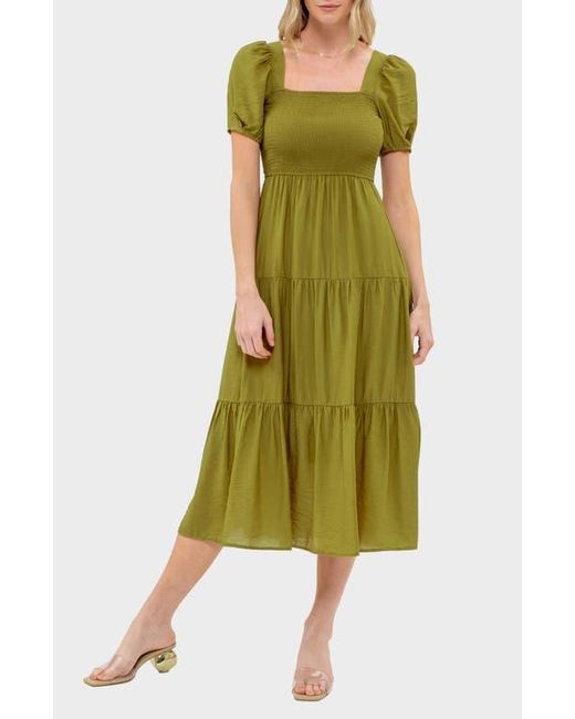 august sky puff sleeve midi dress August Sky Women's Solid Front Tie Puff Sleeve Ruffle Hem Midi Dress, Dusty  Blue, Small : Target