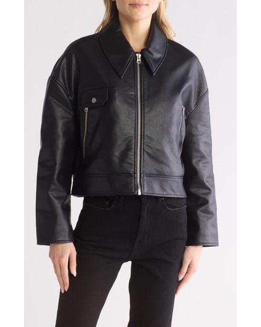 Cropped vegan leather jacket new arrivals