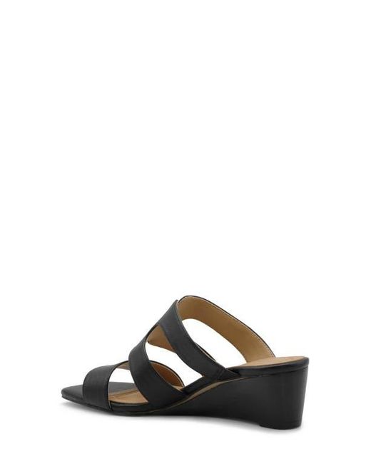 Adrienne Vittadini Black Adoring Wedge Slide Sandal