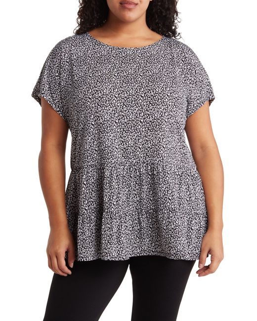 Vince Camuto Gray Three Tier Knit Top In Black/ivory At Nordstrom Rack
