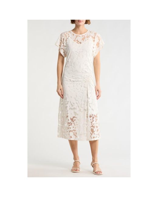 Boss White Ebuna Floral Semi Sheer T-Shirt Dress