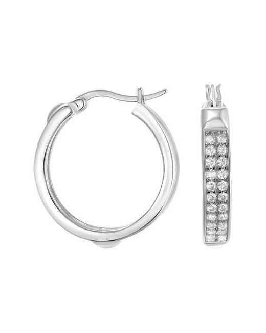 CANDELA JEWELRY Pave Cz Hoop Earrings in White Lyst