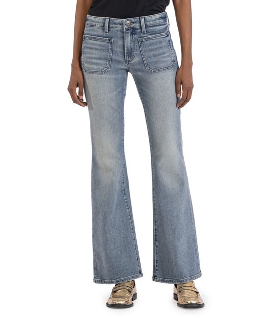 Kut From The Kloth Blue Ana Patch Pocket High Waist Flare Jeans