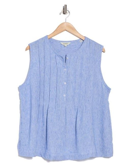 Max Studio Blue Crinkle Pintuck Top