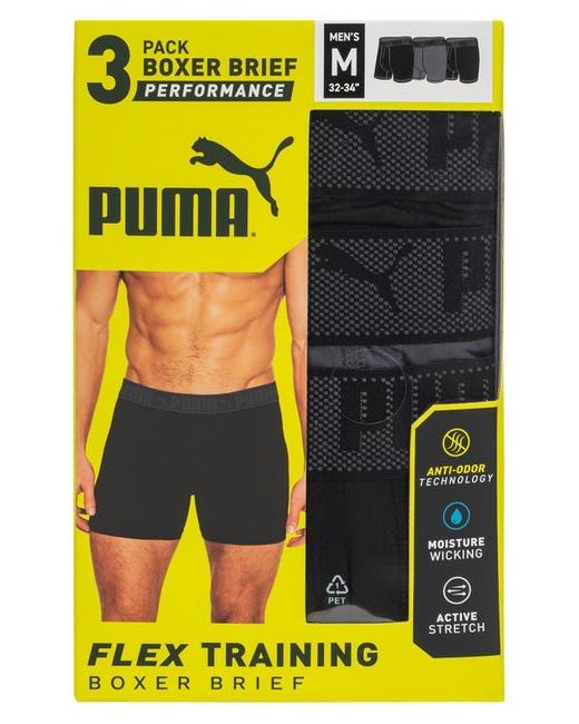 PUMA Black 3-Pack Flex Training Boxer Briefs for men