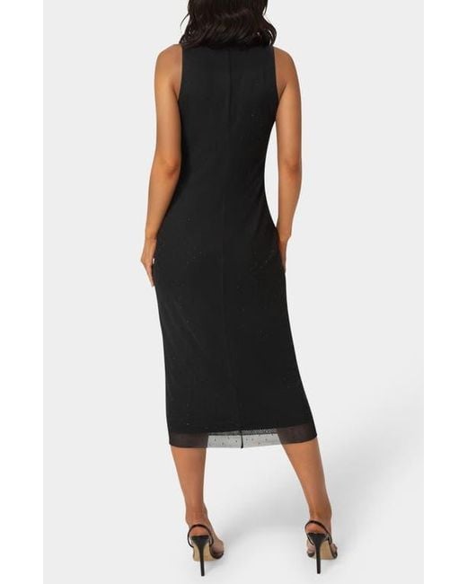 Bebe Black Sleeveless Rhinestone Powermesh Dress