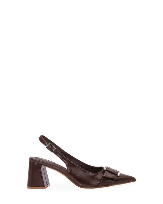 BERNESS Brown Block Heel Slingback Pump