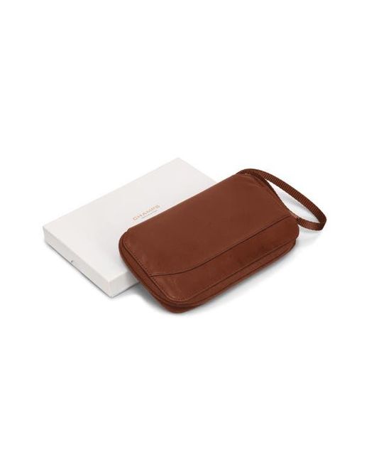 CHAMPS Brown Leather Passport Case