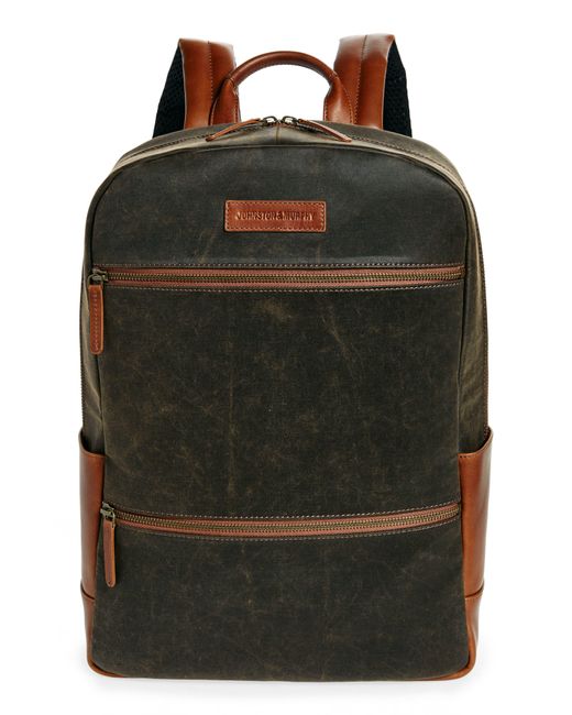 Johnston & Murphy Black Antique Leather Backpack for men