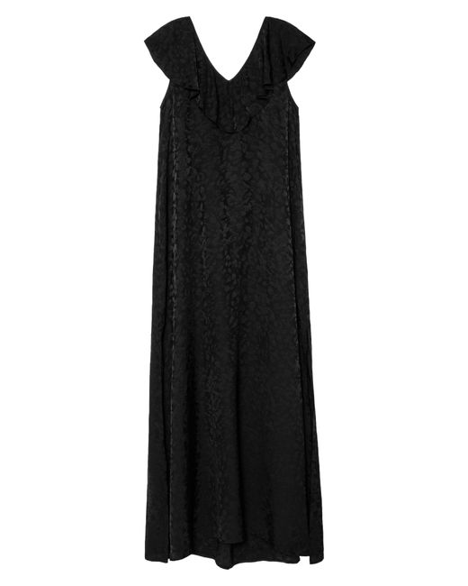 Zadig & Voltaire Reen Ruffle Neck Silk Maxi Dress In Noir At Nordstrom