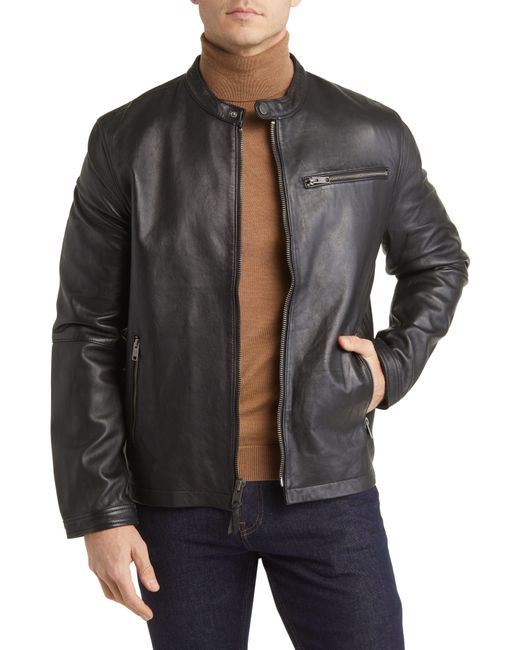 Frye Black Café Racer Leather Jacket for men