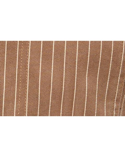 WeWoreWhat Brown Stripe Cotton Short Overalls
