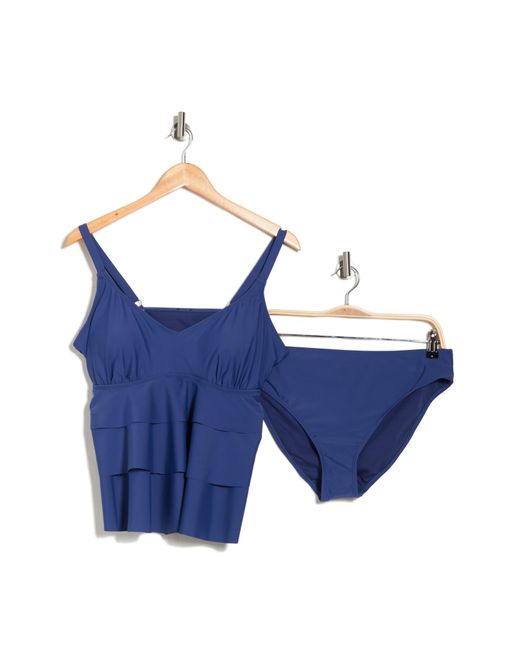 Nicole Miller Blue Ruffle 2-piece Tankini Bikini Set
