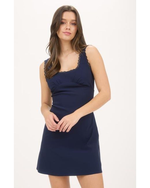 Blu Pepper Blue Lace Trim Minidress