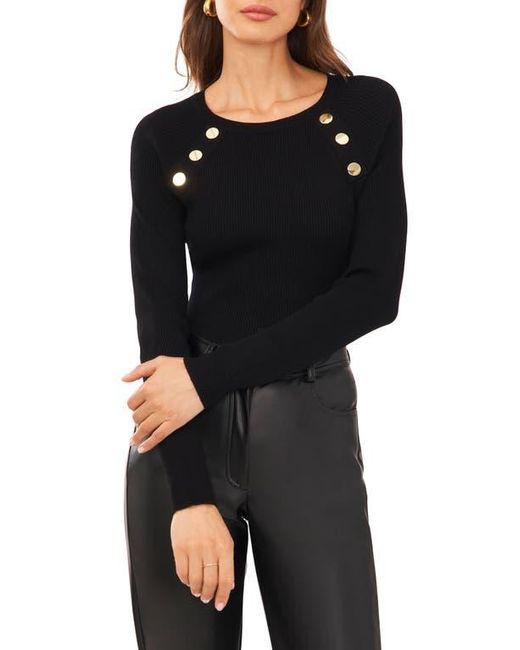 Halogen Button Rib Sweater in Black Lyst