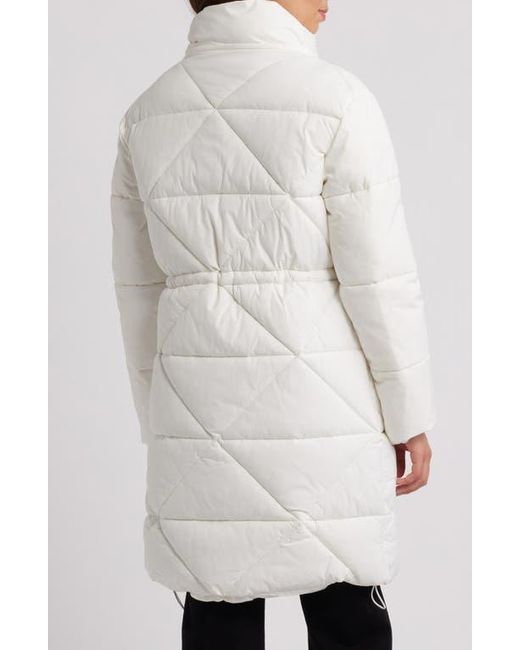 Sam Edelman White Mixed Quilt Puffer Coat