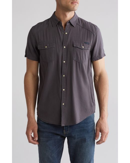 Lucky Brand Gray Western Workwear Short Sleeve Shirt for men