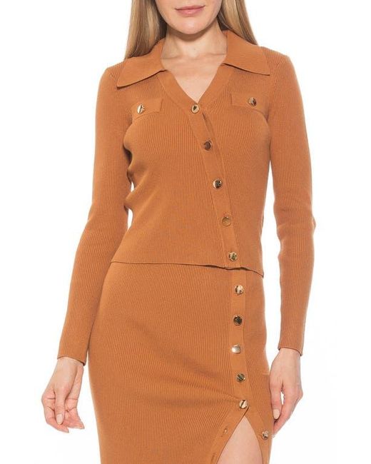 Alexia Admor Orange Sam Asymmetrical Button Front Top