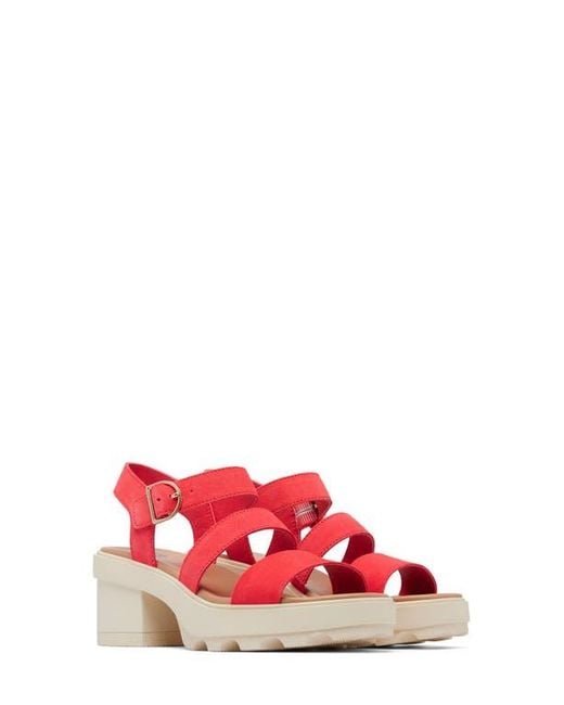 Sorel Red Joanie Ankle Strap Platform Sandal