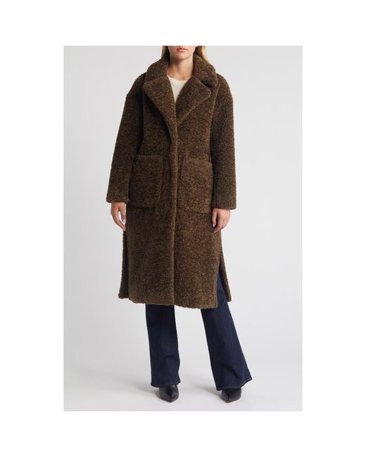 BCBGMAXAZRIA Faux Shearling Teddy Coat in Brown | Lyst