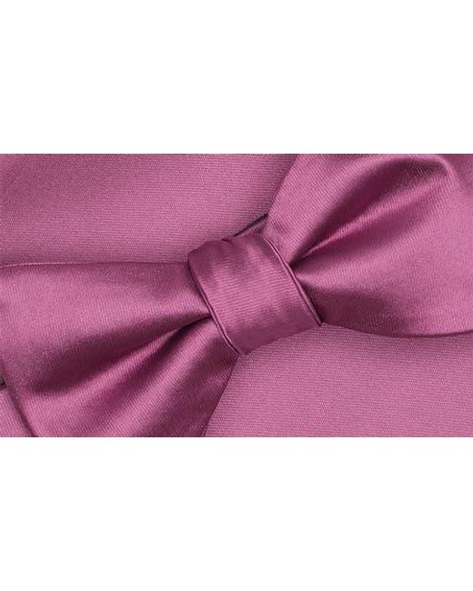 Original Penguin Purple Textured Satin Bow Tie & Pocket Square Set for men