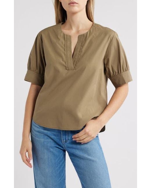 Wit & Wisdom Green Cuffed Elbow Sleeve Top