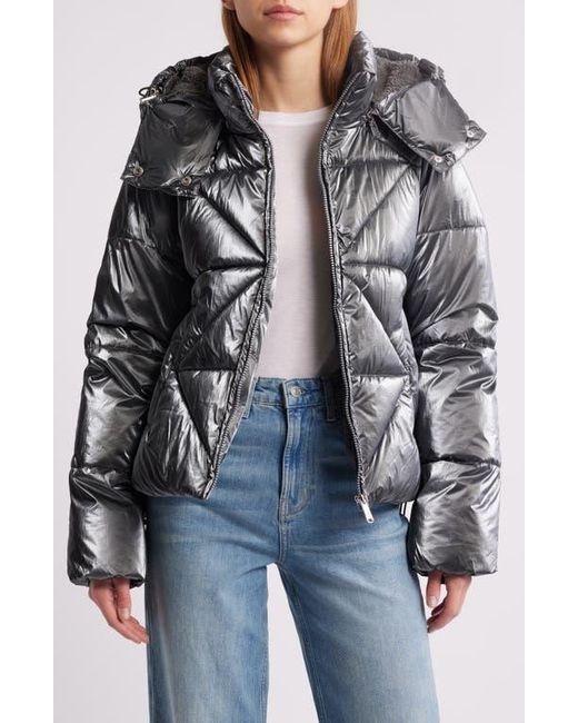 Sam Edelman Black Shiny Crop Puffer Jacket