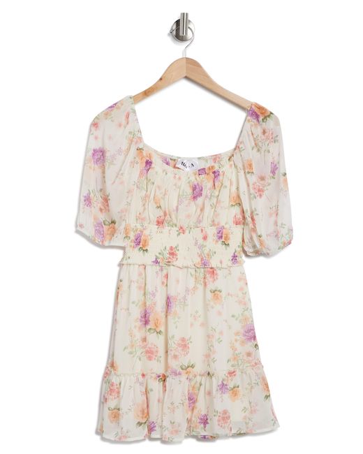 ROW A Multicolor Floral Elbow Sleeve Fit & Flare Minidress