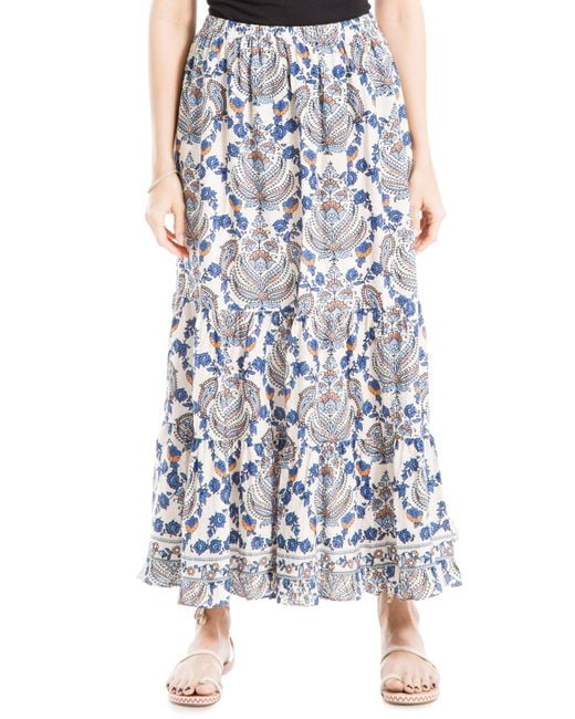 Max Studio Multicolor Floral Paisley Tiered Skirt