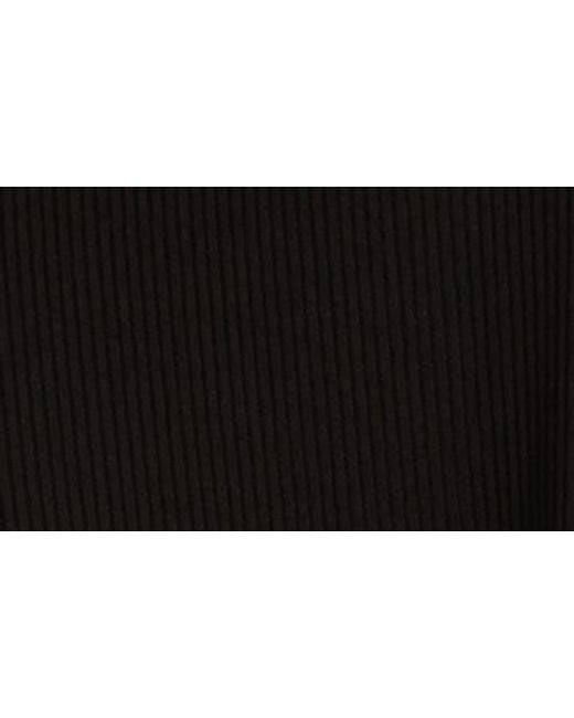 AREA STARS Black Raya Long Sleeve Rib Midi Dress
