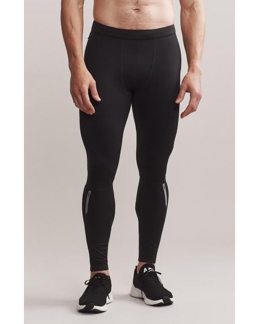 Rhone Black Thermal Run Fleece Tights for men