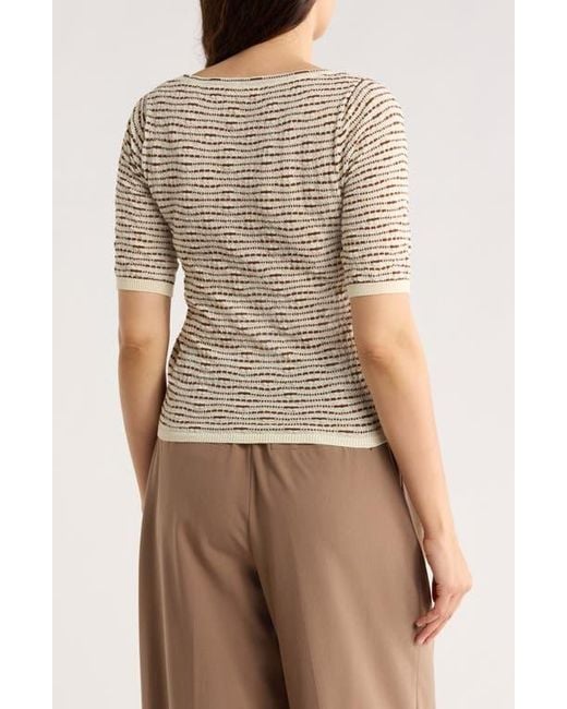 Max Studio Natural Pattern Elbow Sleeve Sweater