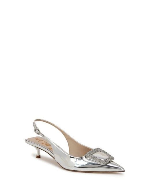 Sam Edelman White Kammie Slingback Pointed Toe Kitten Heel Pump