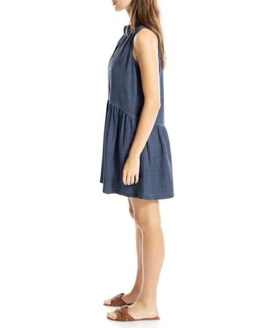 Max Studio Blue Button Placket Minidress