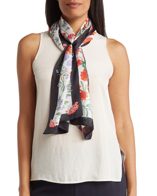 Vince Camuto White Botanical Floral Scarf