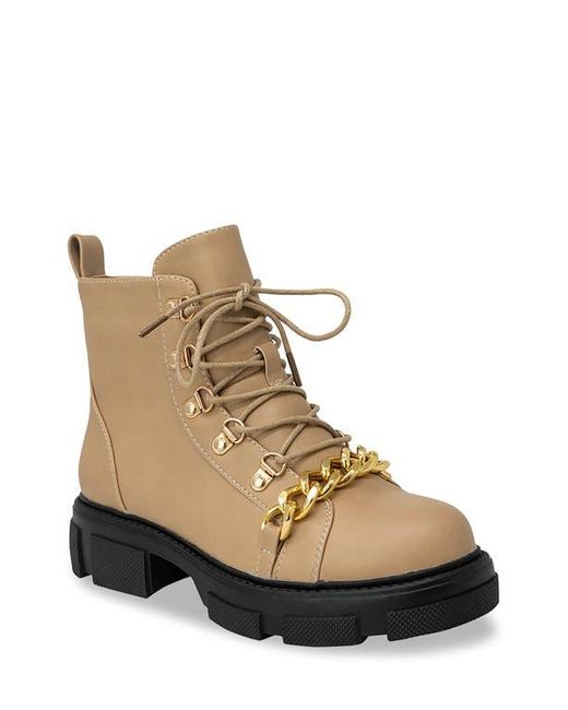 In Touch Footwear Natural Curb Chain Trimmed Lug Sole Boot