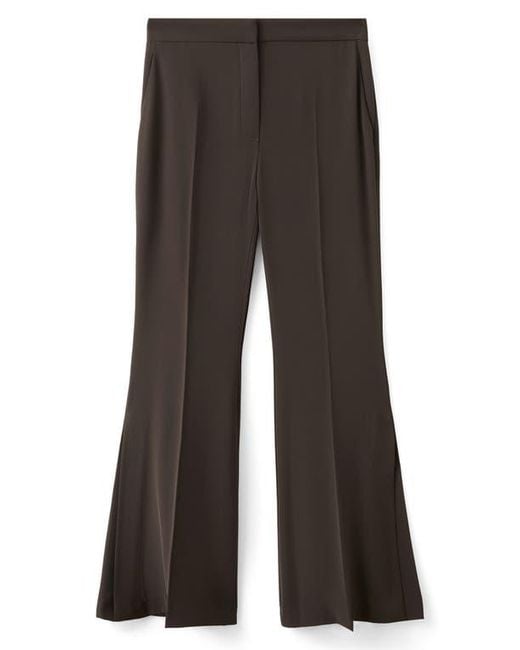 Mango Gray Flowy Slit Flare Pants