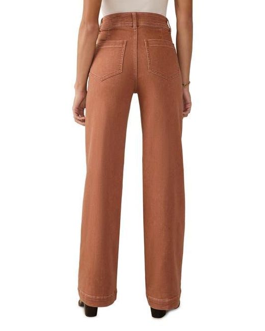 Faherty Brand Brown Terry Harbor High Waist Wide Leg Jeans