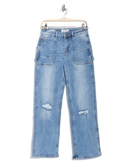 Vigoss Blue Ripped Baggy Straight Leg Utility Jeans