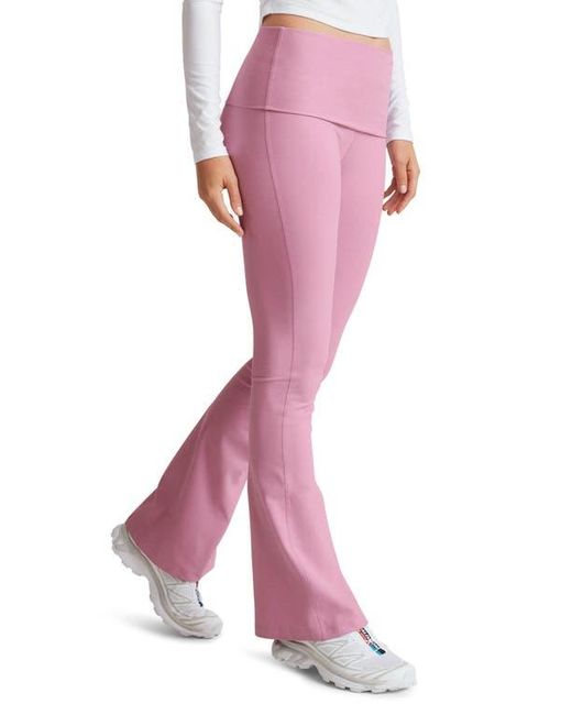 Beyond Yoga Pink Space Dye Foldover Pants