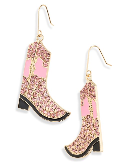 Leith Pink Cowboy Boot Drop Earrings