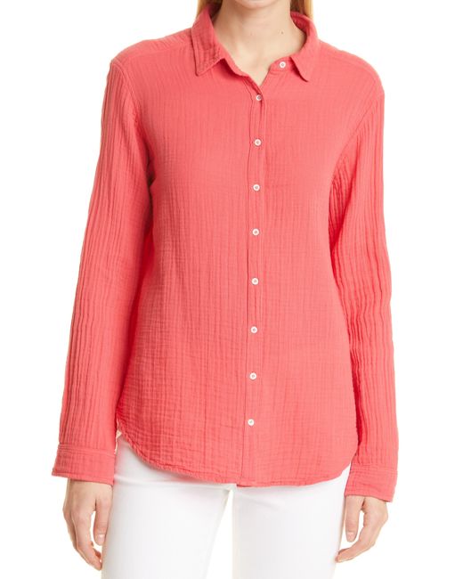 Xirena Scout Cotton Gauze Buttonup Shirt In Rose Coral At Nordstrom